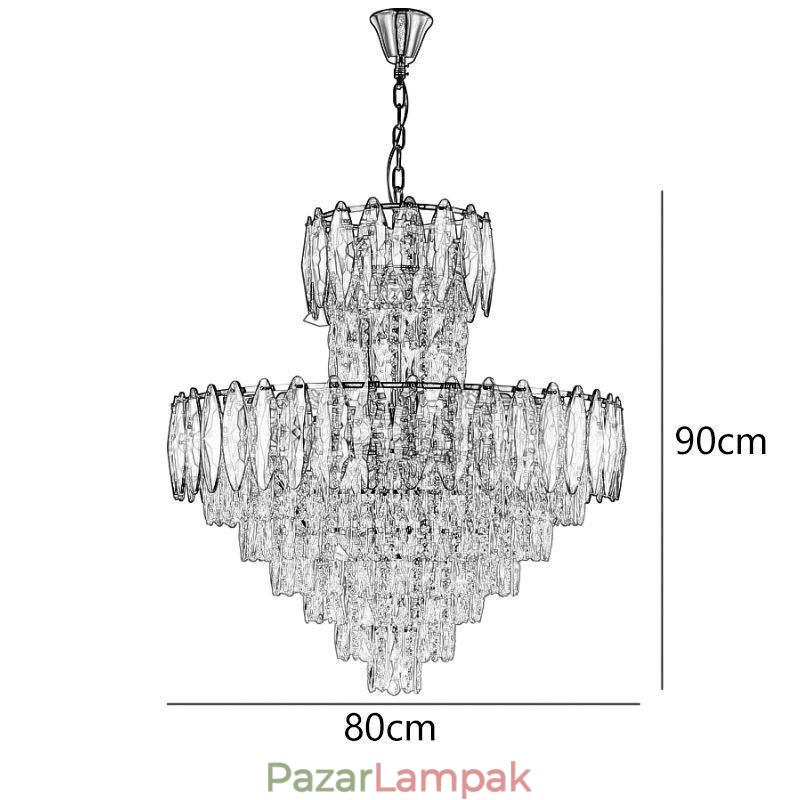 Kúpos kristály függőlámpa Duplex dekoratív mennyezeti lámpa 80cm