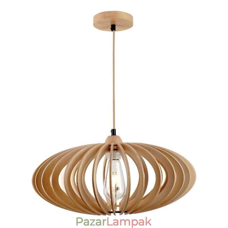 Rönk Basswood mennyezeti lámpa 17cm ovális fa lámpaernyő