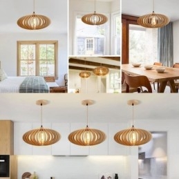 Rönk Basswood mennyezeti lámpa 17cm ovális fa lámpaernyő