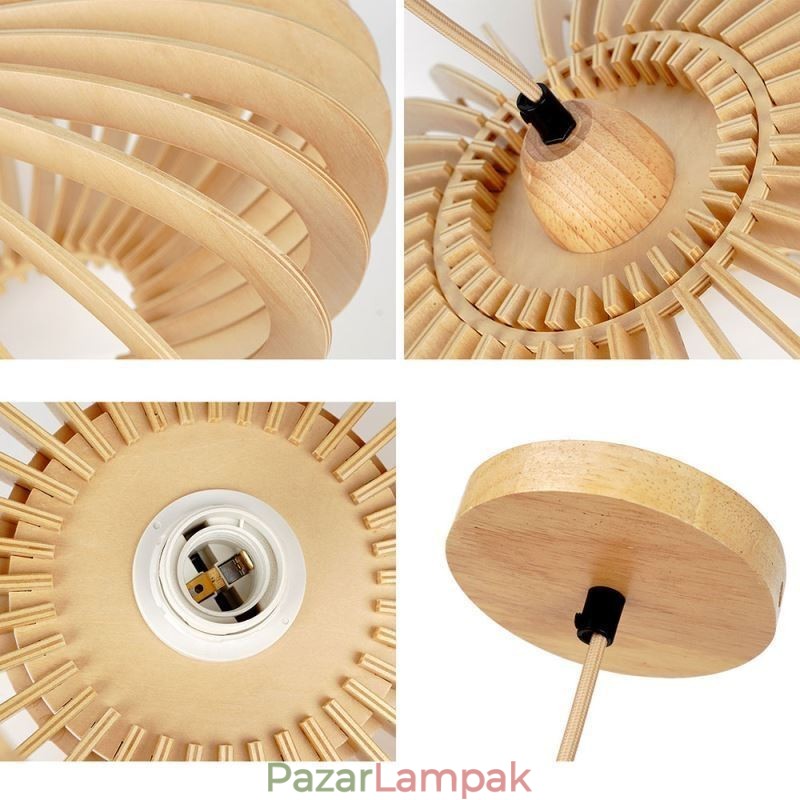 Rönk Basswood mennyezeti lámpa 17cm ovális fa lámpaernyő