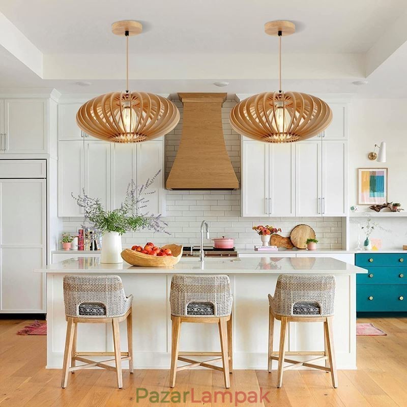 Rönk Basswood mennyezeti lámpa 17cm ovális fa lámpaernyő