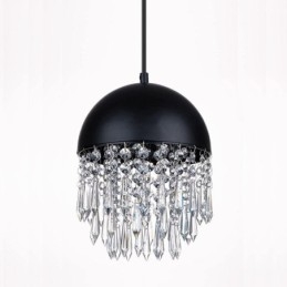 Crystal Pendant Bojt Mennyezeti Light Black Pot Fedős lámpaernyő