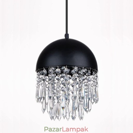 Crystal Pendant Bojt Mennyezeti Light Black Pot Fedős lámpaernyő Crystal Pendant Bojt Mennyezeti Light Black Pot Fedős lámpaernyő