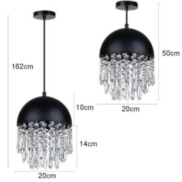 Crystal Pendant Bojt Mennyezeti Light Black Pot Fedős lámpaernyő