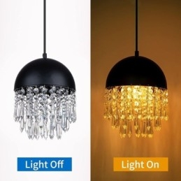 Crystal Pendant Bojt Mennyezeti Light Black Pot Fedős lámpaernyő