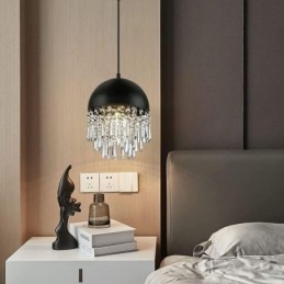 Crystal Pendant Bojt Mennyezeti Light Black Pot Fedős lámpaernyő