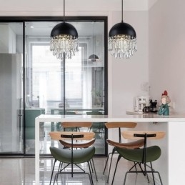 Crystal Pendant Bojt Mennyezeti Light Black Pot Fedős lámpaernyő