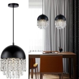 Crystal Pendant Bojt Mennyezeti Light Black Pot Fedős lámpaernyő