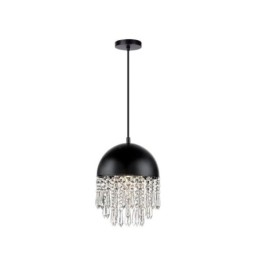 Crystal Pendant Bojt Mennyezeti Light Black Pot Fedős lámpaernyő