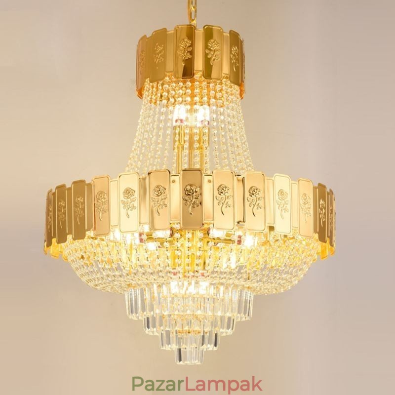 Arany kristály függőlámpa Elegáns dekoratív mennyezeti lámpa