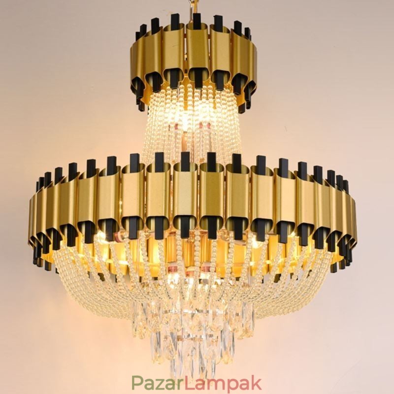 Kristály függőlámpa arany luxus dekoratív mennyezeti lámpa