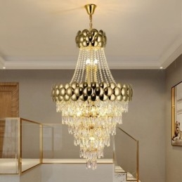 Kristály függőlámpa Galvanizált arany duplex luxus mennyezeti lámpa 80cm