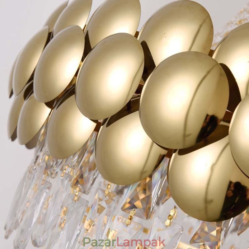 Kristály függőlámpa Galvanizált arany duplex luxus mennyezeti lámpa 80cm