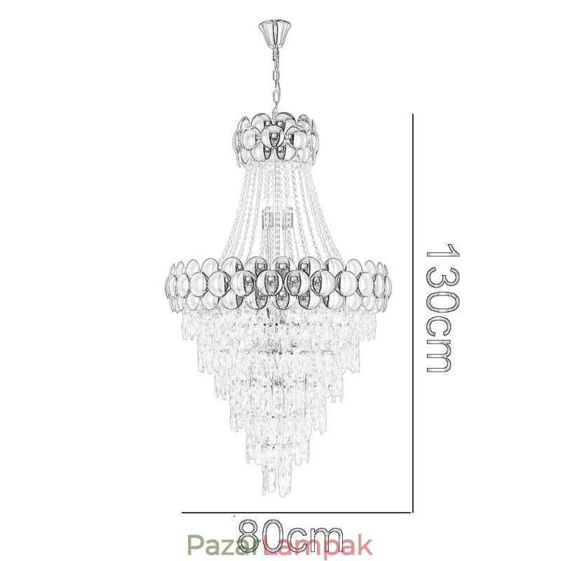 Kristály függőlámpa Galvanizált arany duplex luxus mennyezeti lámpa 80cm