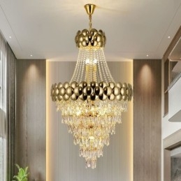 Kristály függőlámpa Galvanizált arany duplex luxus mennyezeti lámpa 80cm