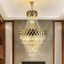 Kristály függőlámpa Galvanizált arany duplex luxus mennyezeti lámpa 80cm