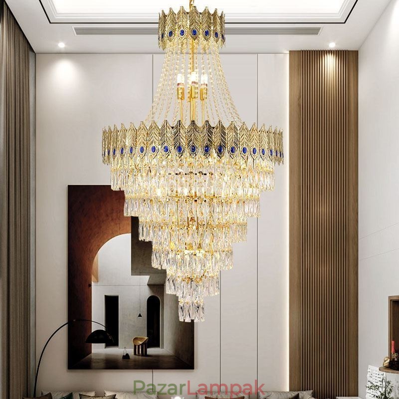Kristály függőlámpa Kifinomult luxus dekoratív függőlámpa 80cm