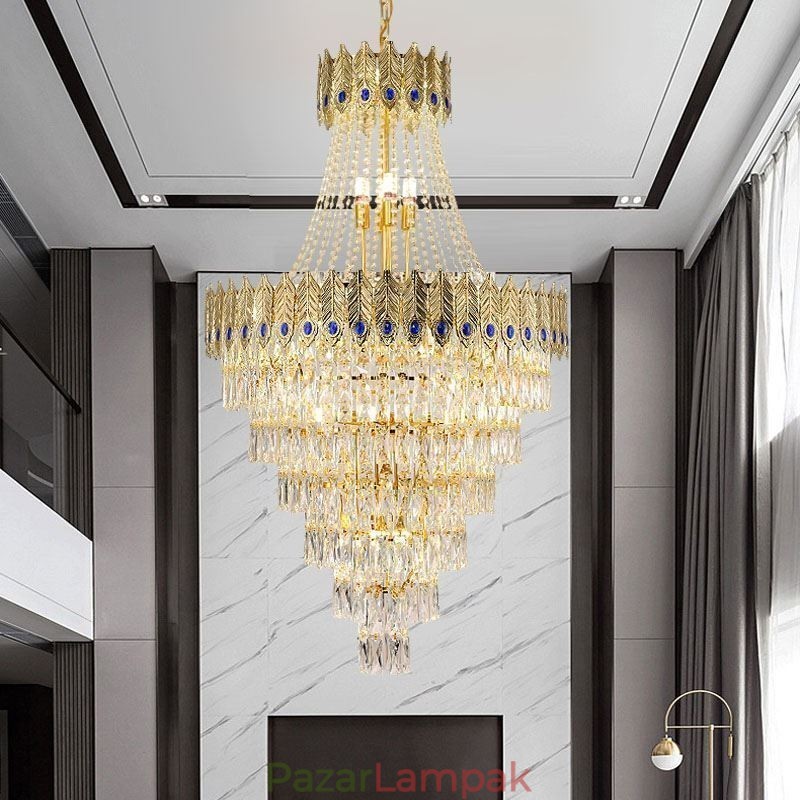 Kristály függőlámpa Kifinomult luxus dekoratív függőlámpa 80cm