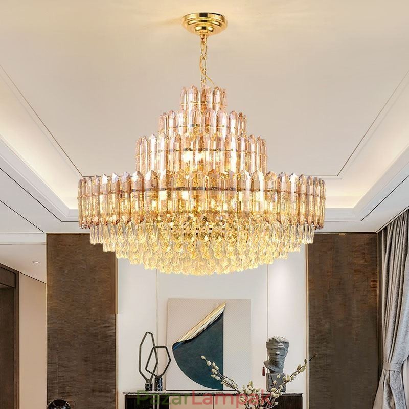 Kristály függeszték, négyrétegű luxus mennyezeti lámpa, 80 cm