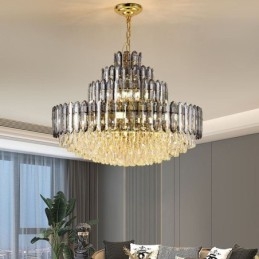 Kristály függeszték, négyrétegű luxus mennyezeti lámpa, 80 cm