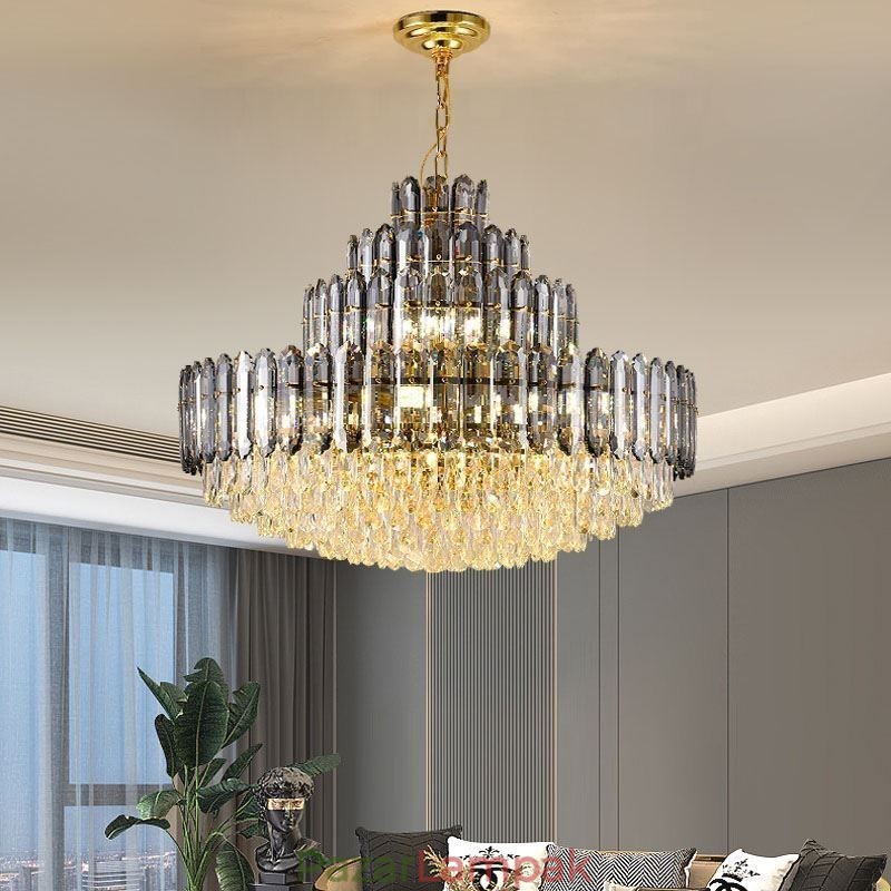Kristály függeszték, négyrétegű luxus mennyezeti lámpa, 80 cm