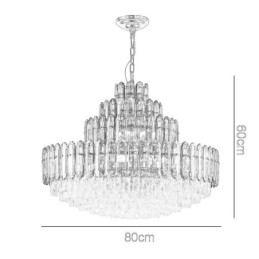 Kristály függeszték, négyrétegű luxus mennyezeti lámpa, 80 cm