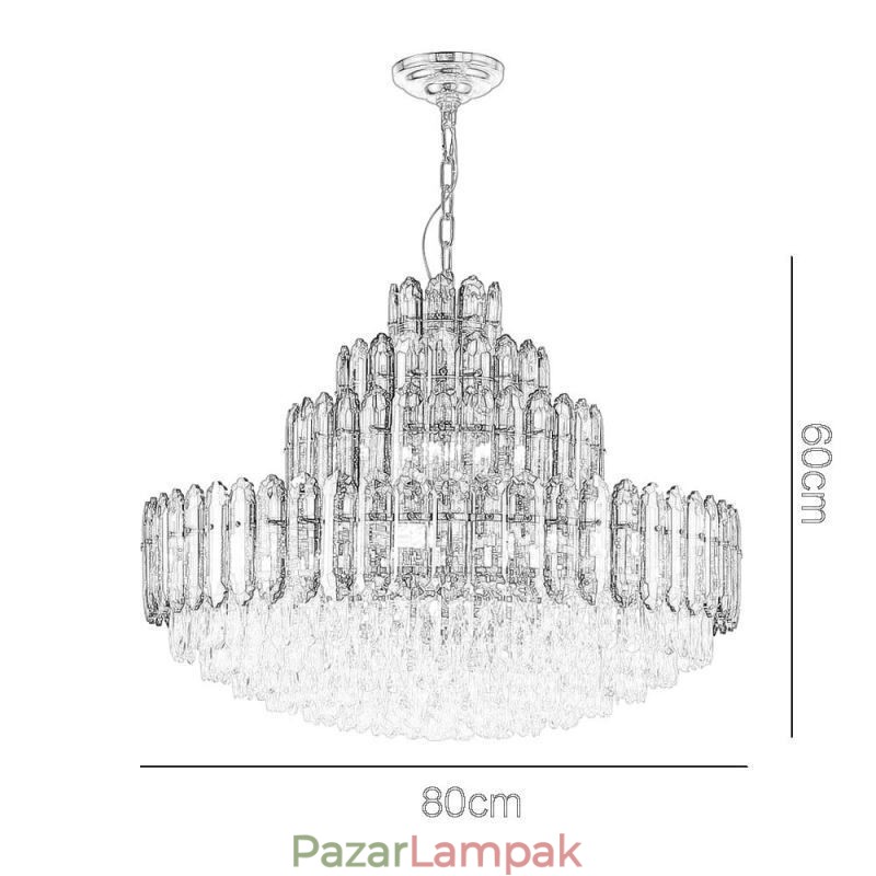Kristály függeszték, négyrétegű luxus mennyezeti lámpa, 80 cm
