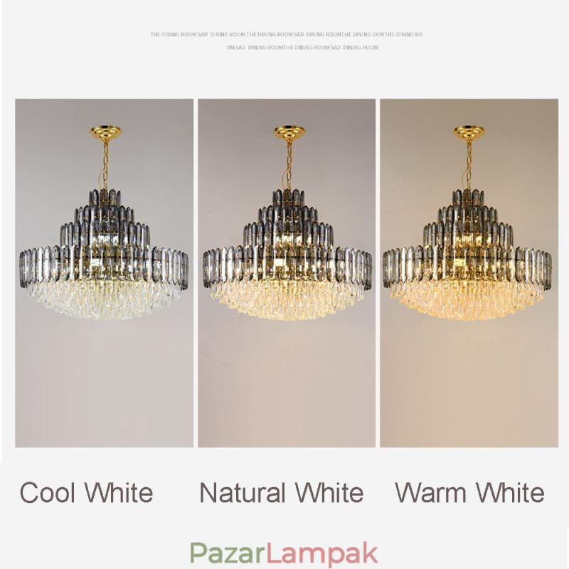 Kristály függeszték, négyrétegű luxus mennyezeti lámpa, 80 cm