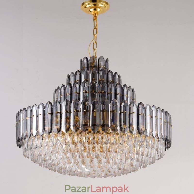 Kristály függeszték, négyrétegű luxus mennyezeti lámpa, 80 cm