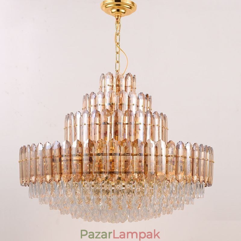 Kristály függeszték, négyrétegű luxus mennyezeti lámpa, 80 cm