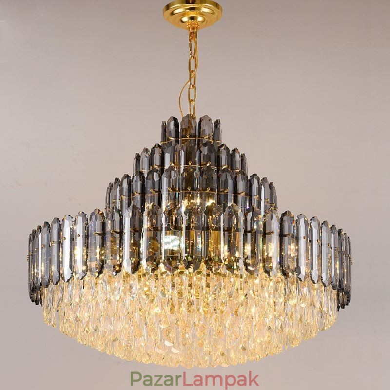 Kristály függeszték, négyrétegű luxus mennyezeti lámpa, 80 cm