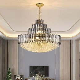 Kristály függeszték, négyrétegű luxus mennyezeti lámpa, 80 cm