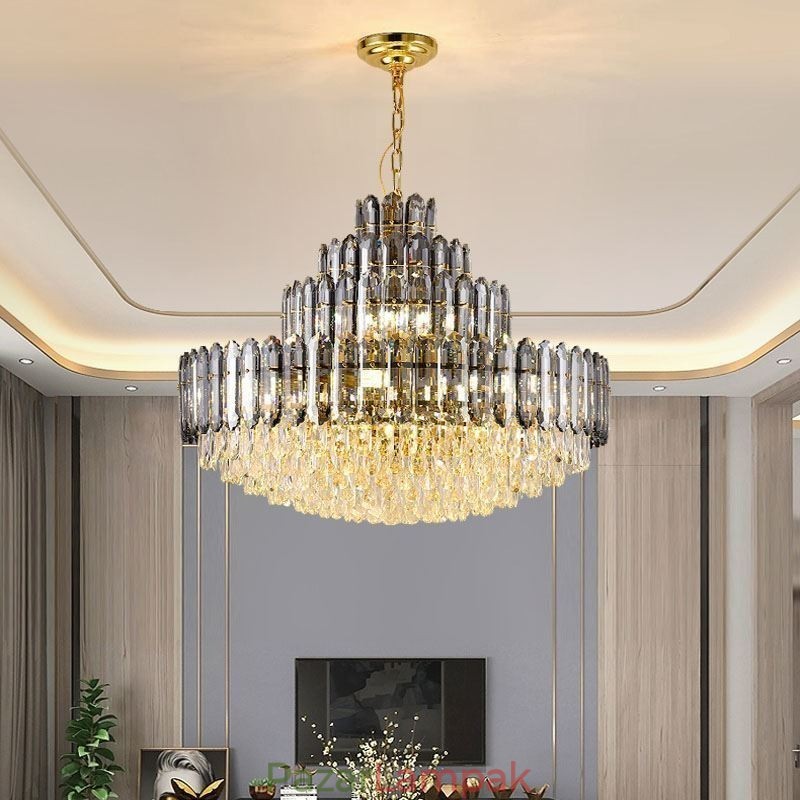 Kristály függeszték, négyrétegű luxus mennyezeti lámpa, 80 cm