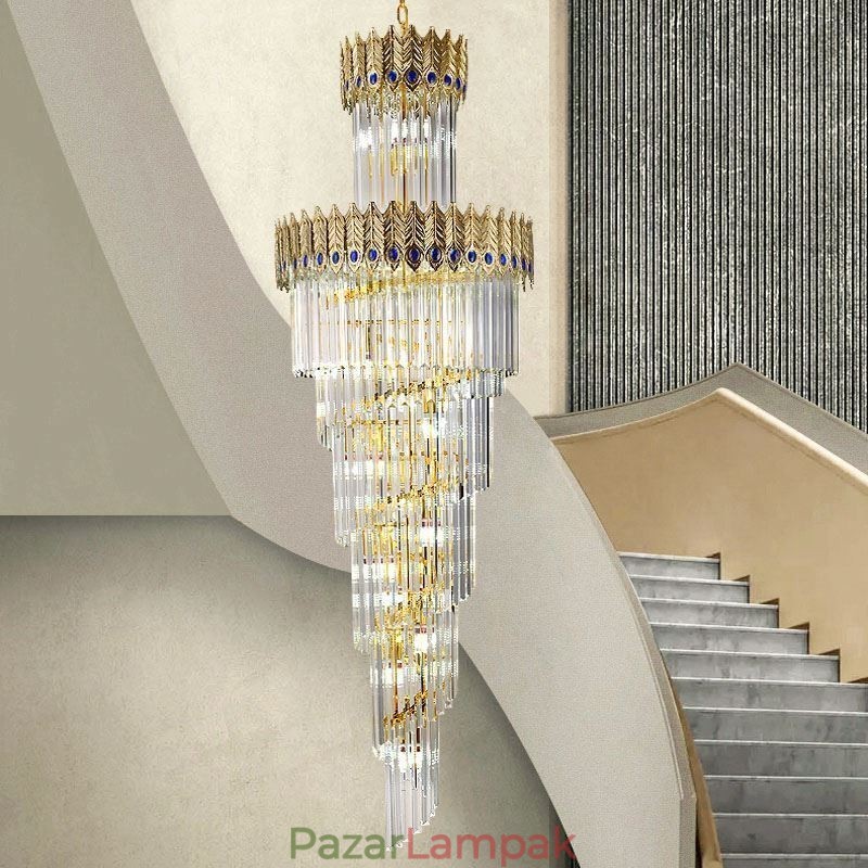 Arany kristály függőlámpa Galvanizált arany Phoenix farok lámpaernyős mennyezeti lámpa