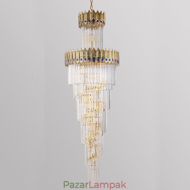 Arany kristály függőlámpa Galvanizált arany Phoenix farok lámpaernyős mennyezeti lámpa
