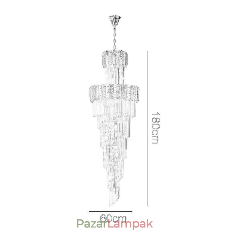 Arany kristály függőlámpa Luxus dekoratív mennyezeti lámpa 60*H180cm