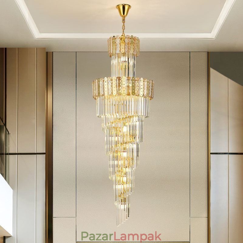 Arany kristály függőlámpa Luxus dekoratív mennyezeti lámpa 60*H180cm