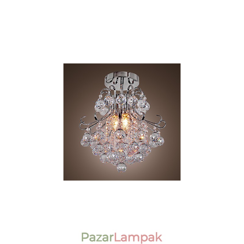 Modern, modern kristály mini stílusú galvanizált fém csillár süllyesztett rögzítés