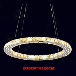 Kristály függesztett világító lámpák modern lámpatestek borostyánsárga K9 kristály kerek egygyűrűs 30cm