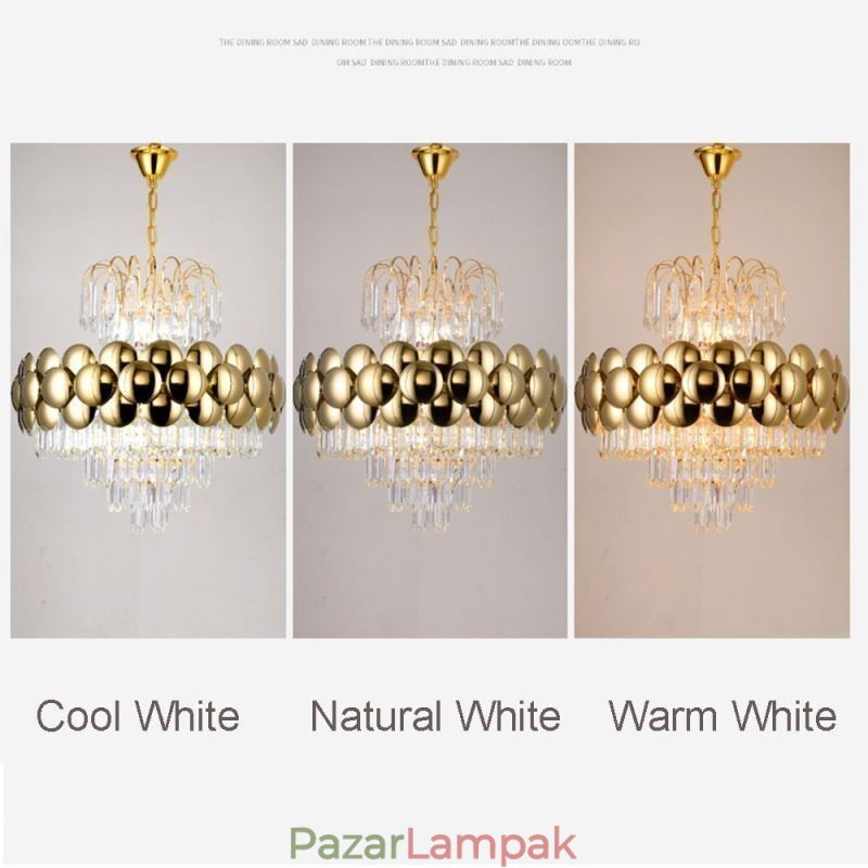 Crystal függőlámpa Galvanizált arany luxus dekoratív mennyezeti lámpa 60cm