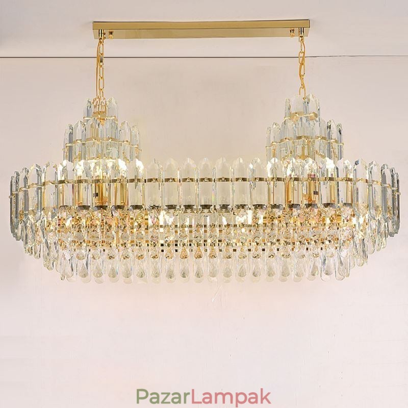 Kristály függőlámpa téglalap alakú luxus mennyezeti lámpa 100cm