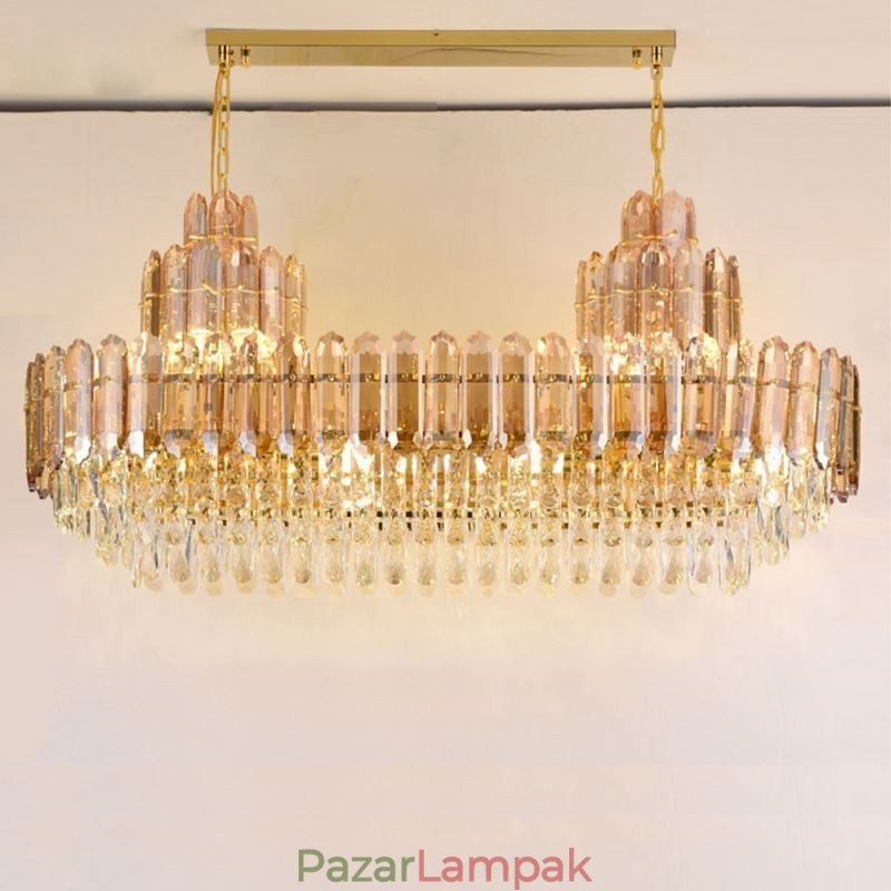 Kristály függőlámpa téglalap alakú luxus mennyezeti lámpa 100cm