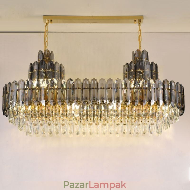 Kristály függőlámpa téglalap alakú luxus mennyezeti lámpa 100cm