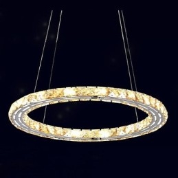 Kristály függesztett világító lámpák modern lámpatestek borostyánsárga K9 kristály kerek egygyűrűs 30cm
