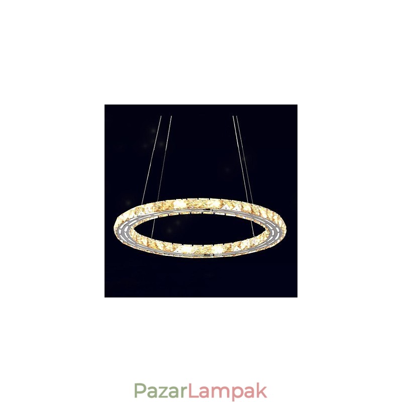 Kristály függesztett világító lámpák modern lámpatestek borostyánsárga K9 kristály kerek egygyűrűs 30cm