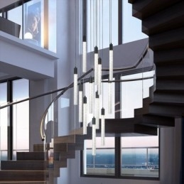 Függeszték, fekete kristályoszlopos mennyezeti lámpa