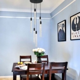 Függeszték, fekete kristályoszlopos mennyezeti lámpa