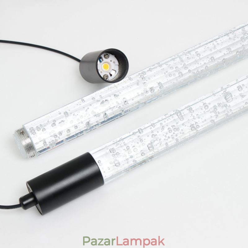 Függeszték, fekete kristályoszlopos mennyezeti lámpa