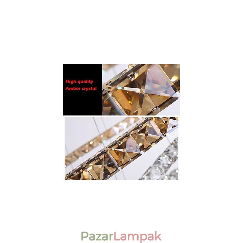Kristály függesztett világító lámpák modern lámpatestek borostyánsárga K9 kristály kerek egygyűrűs 30cm