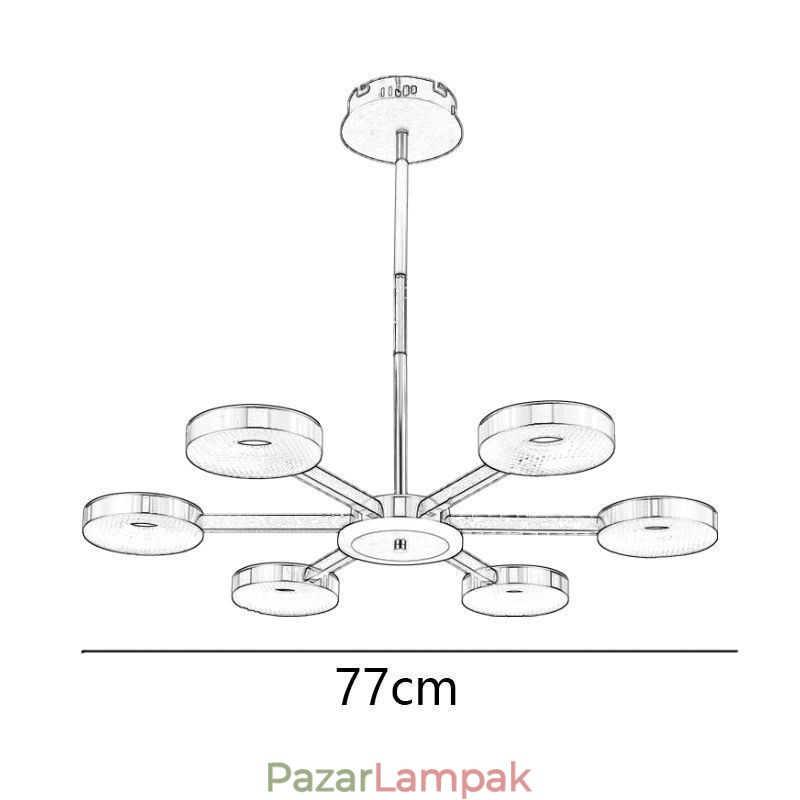 Függeszték, minimalista hétfejű körkörös mennyezeti lámpa